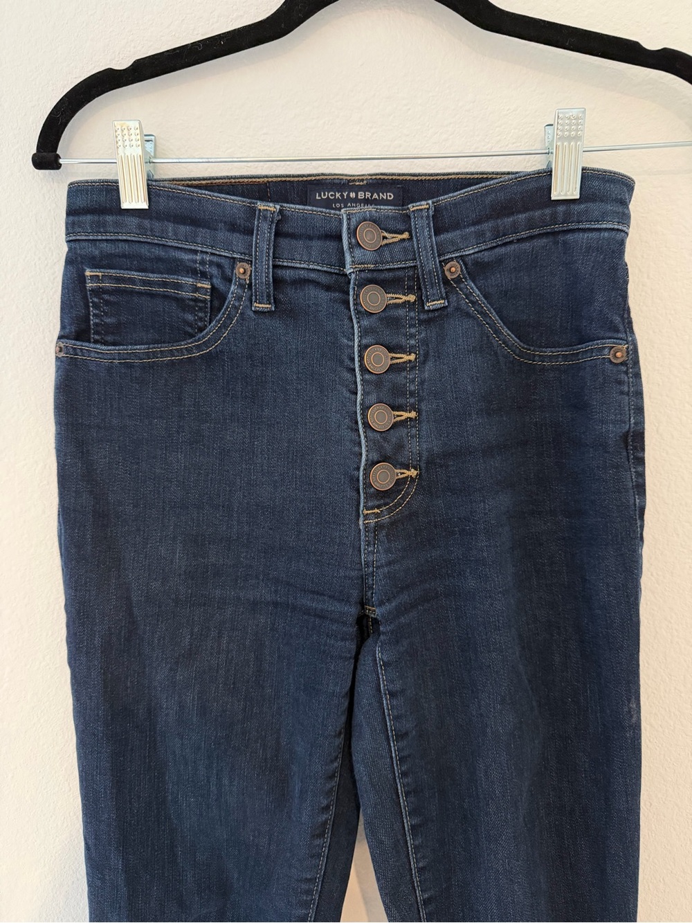Lucky Brand Button-Fly Jeans in Dark Blue Denim